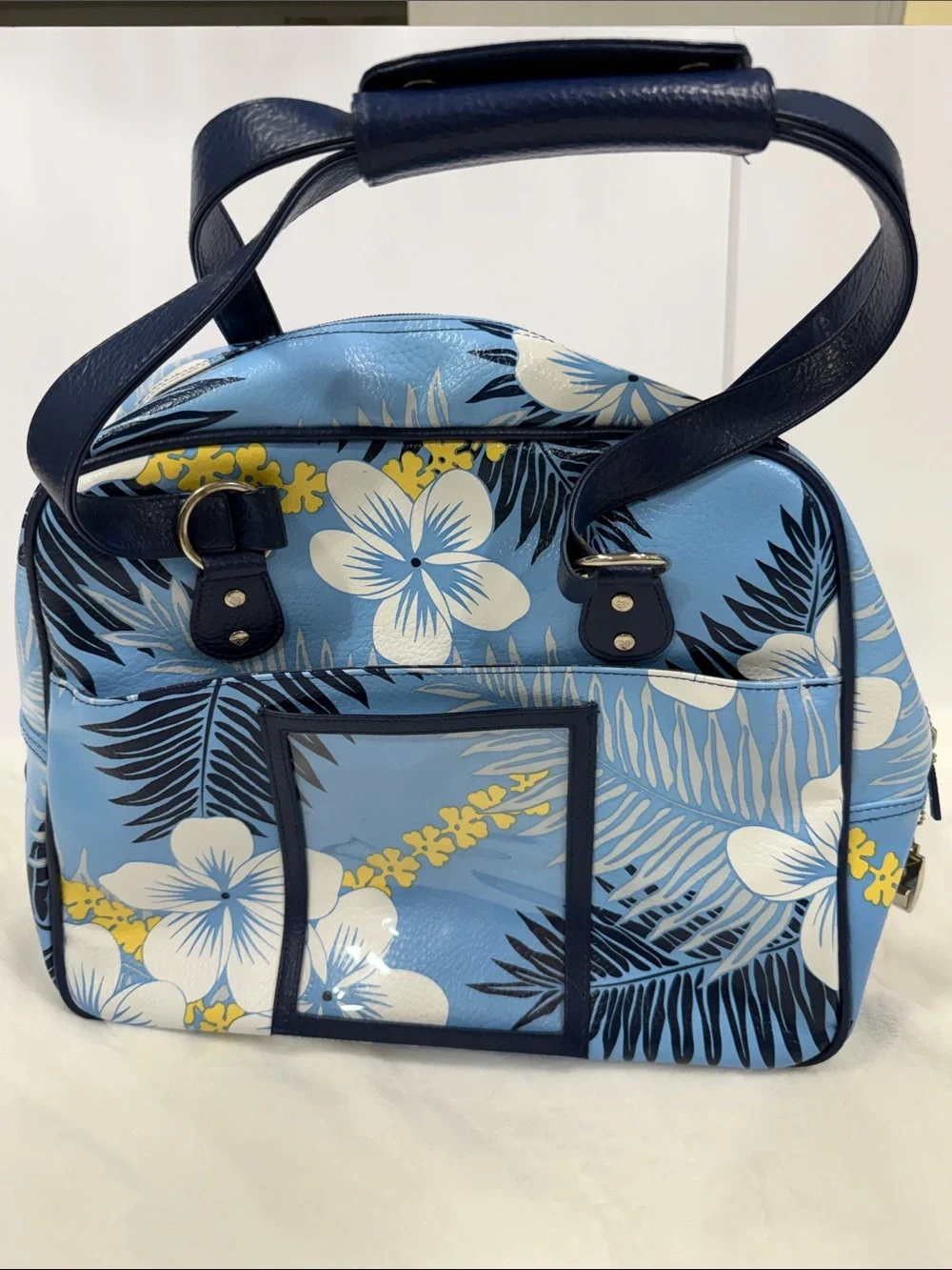 Vintage Quicksilver Roxy Blue Floral Hibiscus Y2K Carry On Luggage Bag